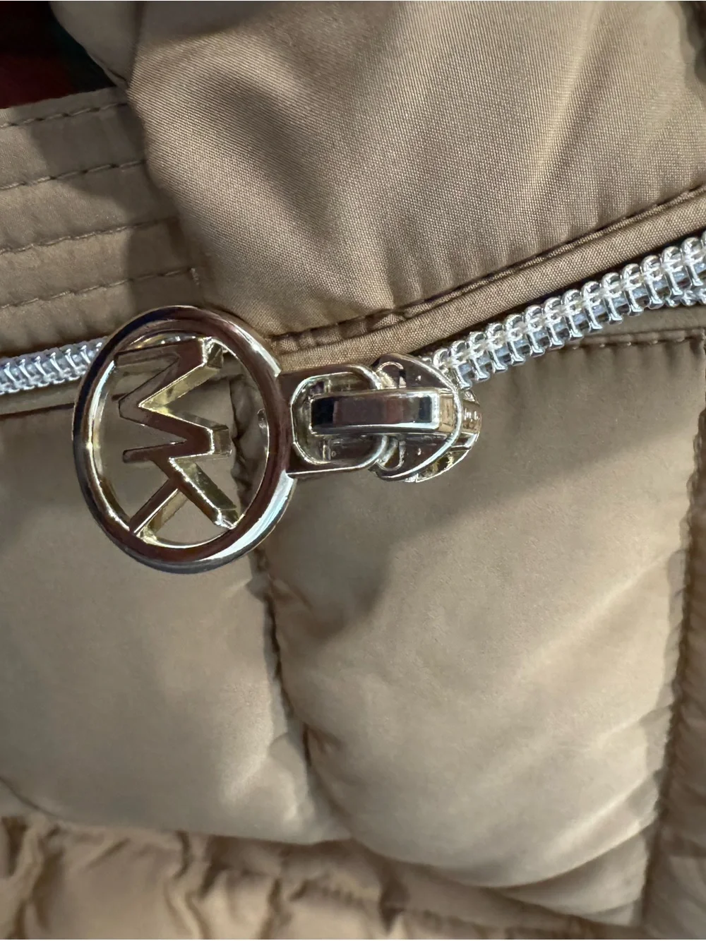 Michael Kors Quilted Hooded Puffer Jacket - Camel